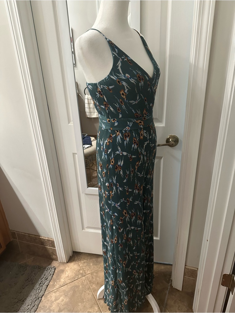 Astr Green Floral Wide-Leg Jumpsuit NWT